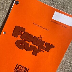 Family Guy 2013 Encyclopedia Griffin Episode Production Used Table Draft Script